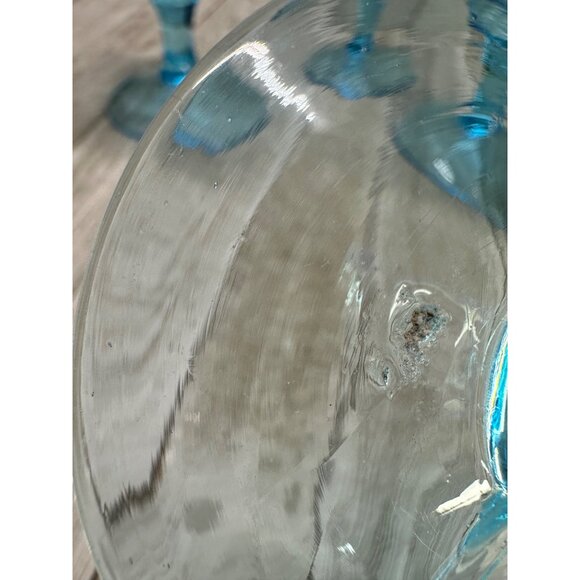 Vtg EAPG Bryce Brothers Style Water Goblet Diamond Quilted Aqua Blue 4" Set 4 - Picture 3 of 10